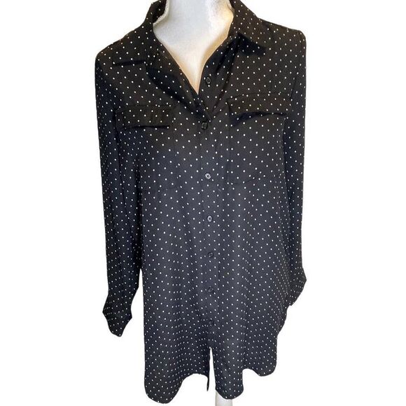 Small Roz & Ali Button Up Blouse Top polka dot - Picture 1 of 9